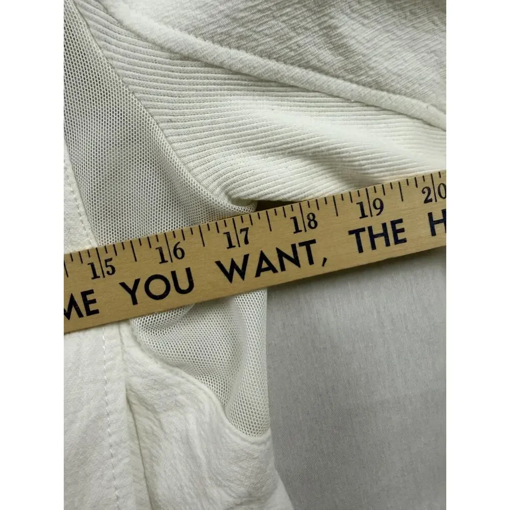 BLANKNYC White So Icy Collarless Mesh Moto Jacket Panel Asymmetric Zip M